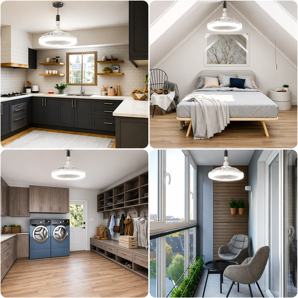 E27 LED ventilátoros lámpa távirányítóval – ultra csendes, szabályozható mennyezeti ventilátor lámpa fehér (BBD) 3