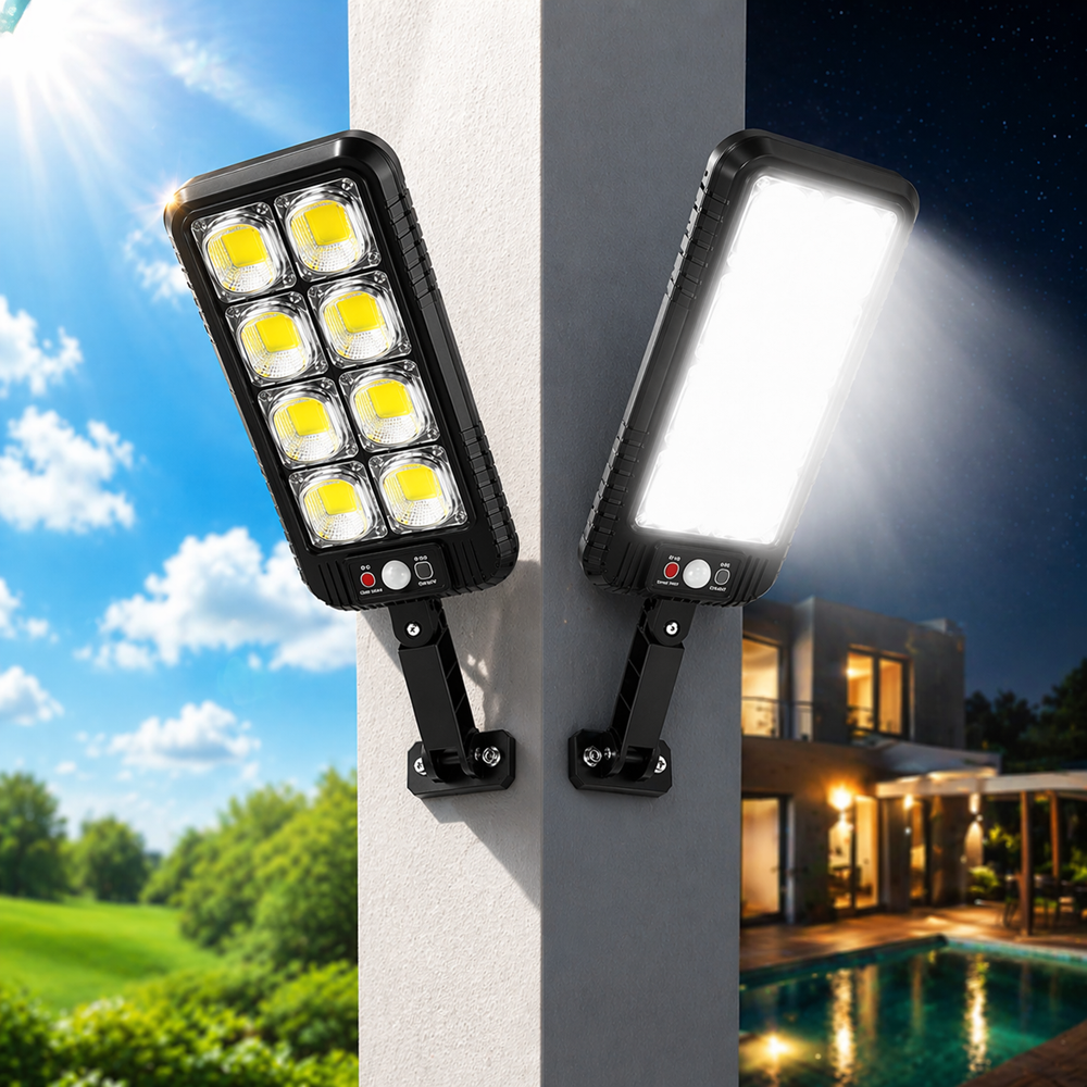 EcoLight JX-200 napelemes fali lámpa – COB LED, mozgásérzékelő, vízálló kültéri kivitel (BBD) 3