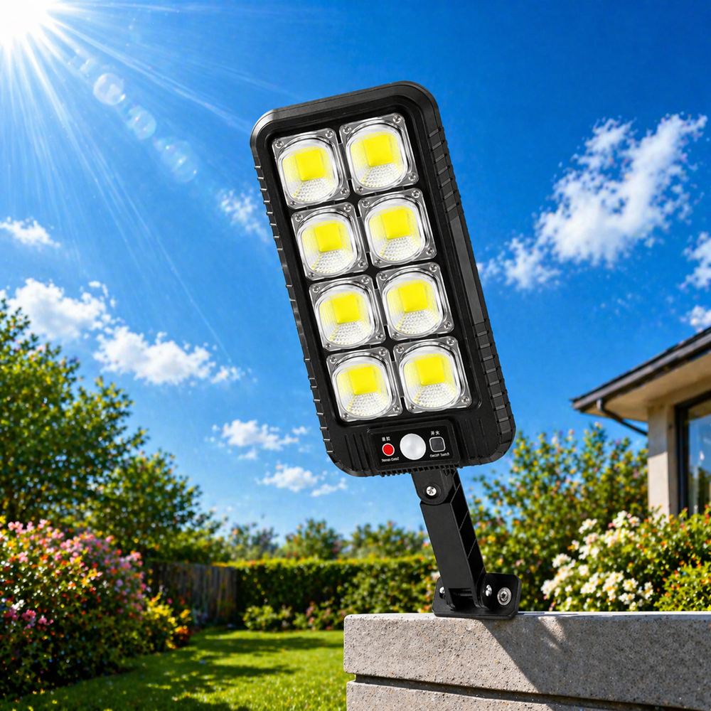 EcoLight JX-200 napelemes fali lámpa – COB LED, mozgásérzékelő, vízálló kültéri kivitel (BBD) 6