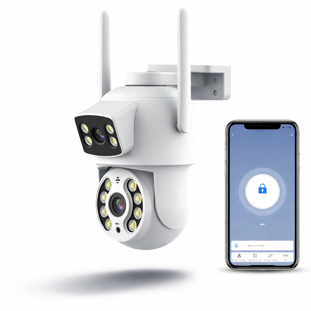 Immax NEO okos kültéri biztonsági kamera – dupla szenzoros WiFi PTZ kamera 355° forgatás, 2×2MP ONVIF támogatással (BBD) 1