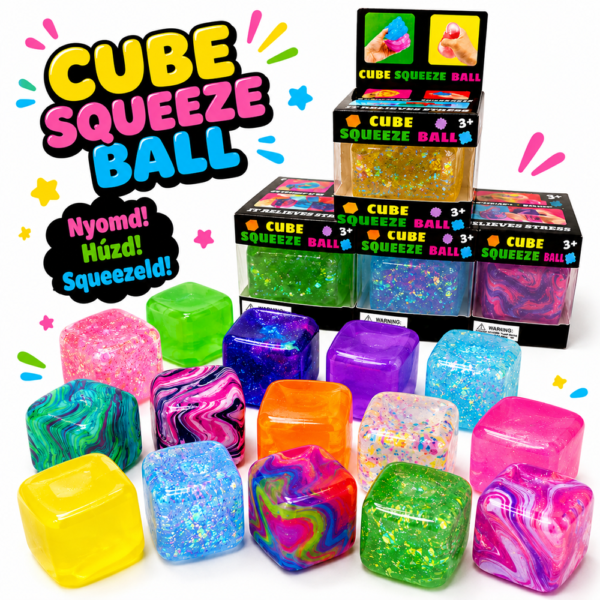 Cube Squeeze Ball squishy stresszlabda – nyomkodható érzékszervi fidget játék (BBE) 1