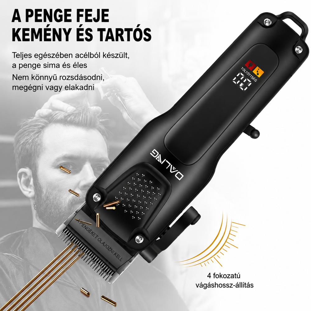 DALING DL-9289 4 az 1-ben hajvágó és szakállvágó készlet – vezeték nélküli trimmelő gép (BBD) 4