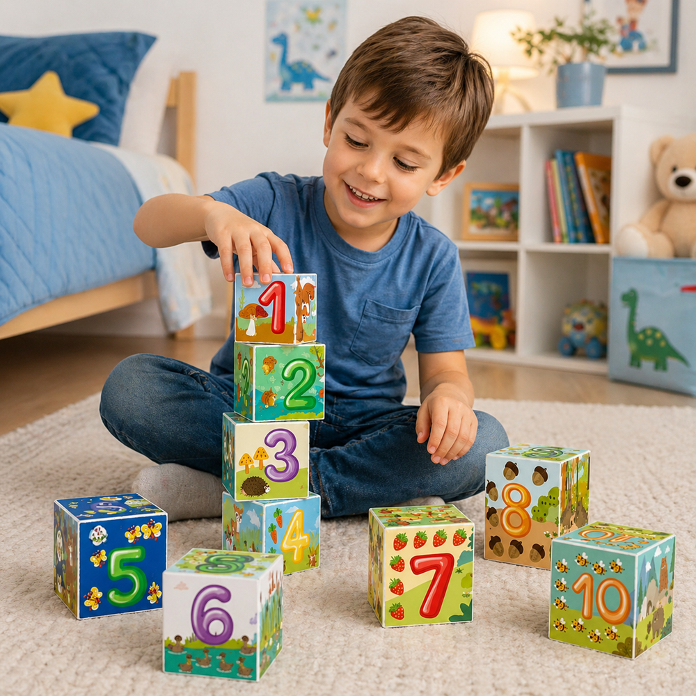 Dohi 10 Cubes Forest építőkocka készlet – 10 darabos fejlesztő toronyépítő játék gyerekeknek (BBMJ) 2