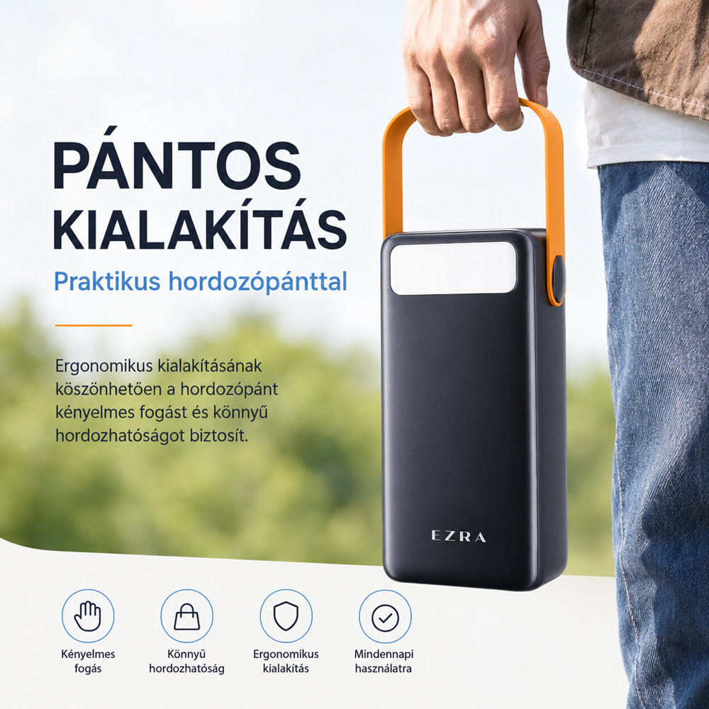 EZRA PR138 powerbank 40000mAh – nagy kapacitású hordozható gyorstöltő LED lámpával és Type-C csatlakozóval (BBTHM) 4