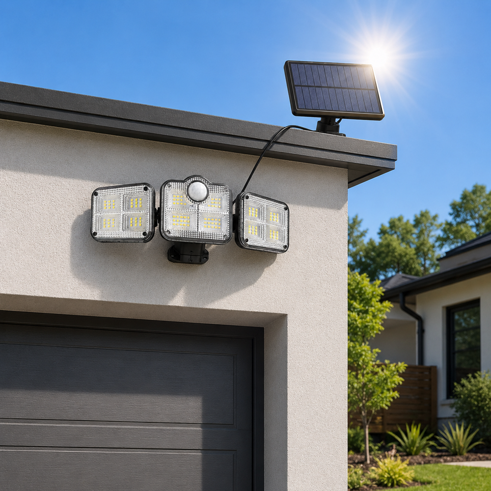 HAYAMI KL25-175A napelemes LED lámpa 138 SMD LED-del – mozgásérzékelős kültéri világítás távirányítóval (BBD) 3