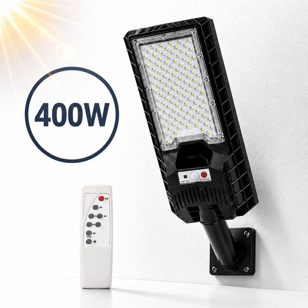 Hayami KL25-282A 400W napelemes utcai LED lámpa – távirányítós kültéri solar világítás IP65 védelemmel (BBD) 1 (2)