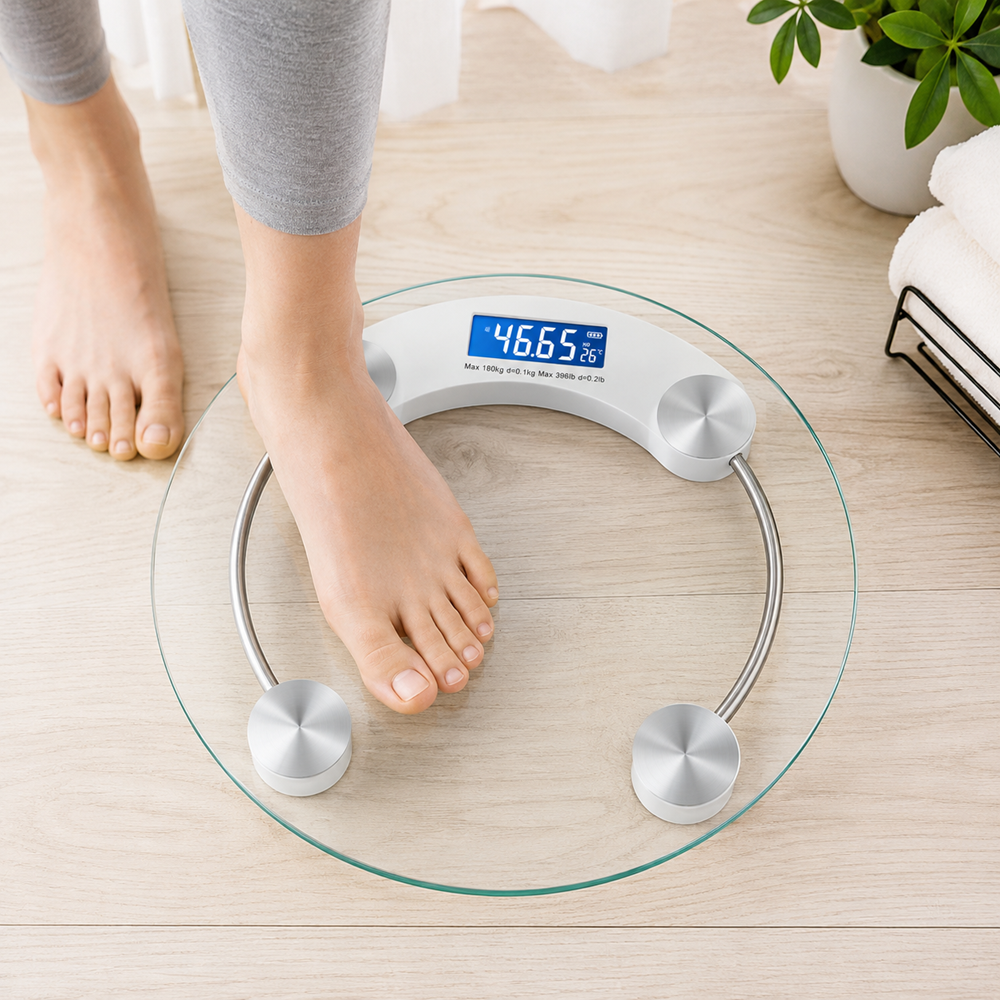 Kouvolsen KOS-17008 digitális személymérleg – LED kijelzős üveg testsúlymérő 180 kg (BBKM) 2