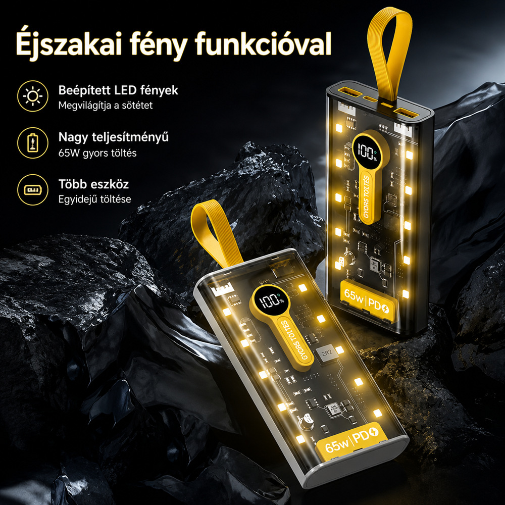 NEN XN-743 powerbank 28000mAh – 65W szupergyors töltésű hordozható külső akkumulátor (BBD) 4