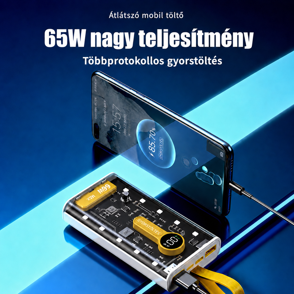 NEN XN-743 powerbank 28000mAh – 65W szupergyors töltésű hordozható külső akkumulátor (BBD) 5