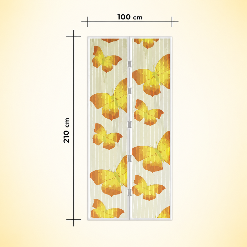 Sárga pillangósmágneses szúnyogháló ajtóra 100×210 cm – automata záródású rovarháló függöny (11398L) 3