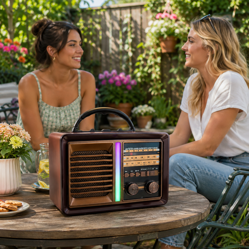 YUEGAN YG-7050BTS retro Bluetooth rádió – hordozható AMFMSW multimédiás hangszóró USBTF lejátszóval (BBD) 2