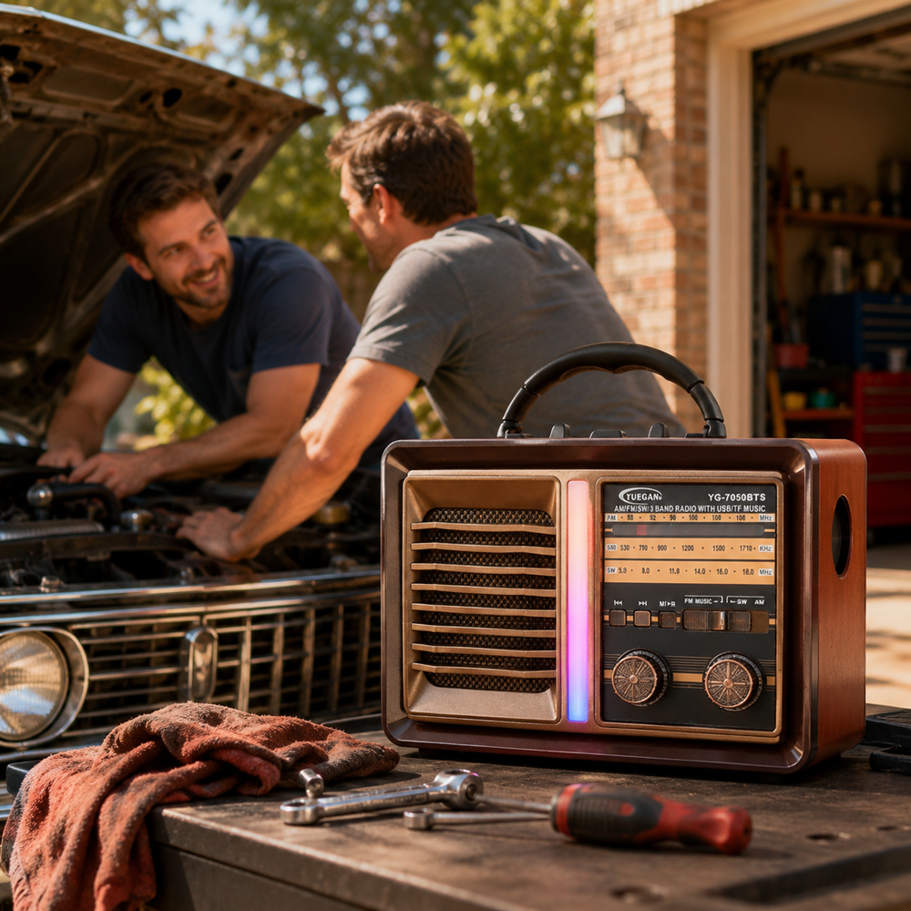 YUEGAN YG-7050BTS retro Bluetooth rádió – hordozható AMFMSW multimédiás hangszóró USBTF lejátszóval (BBD) 3