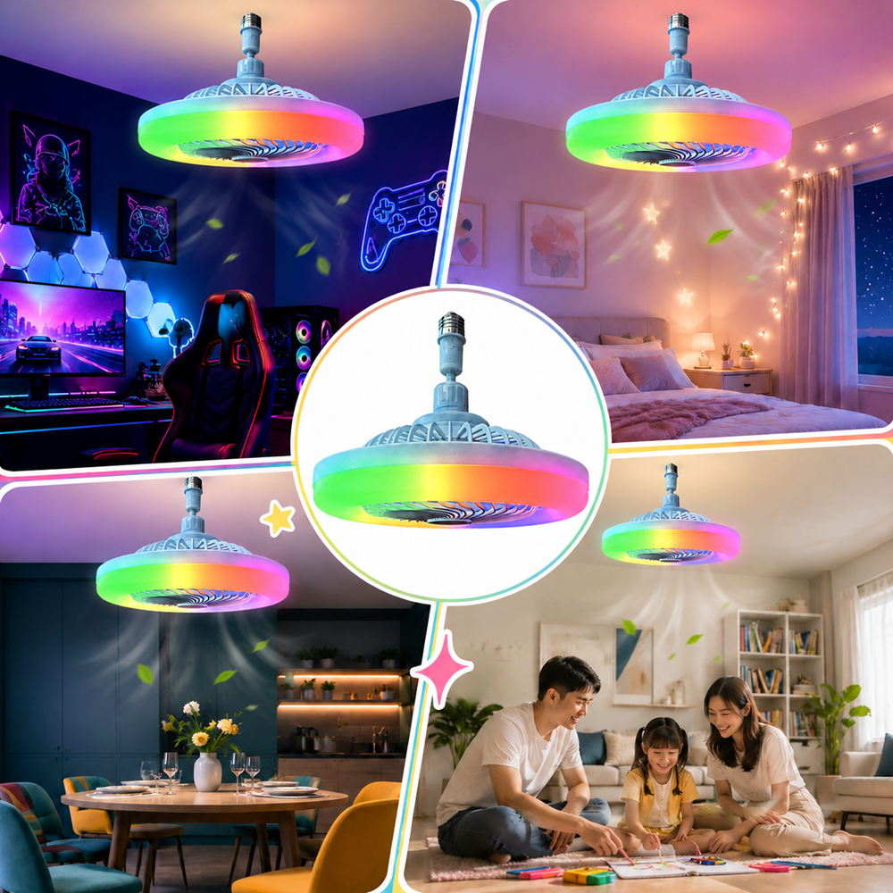 30W RGB LED ventilátorlámpa – multifunkciós mennyezeti lámpa ventilátorral (BBJH) 4
