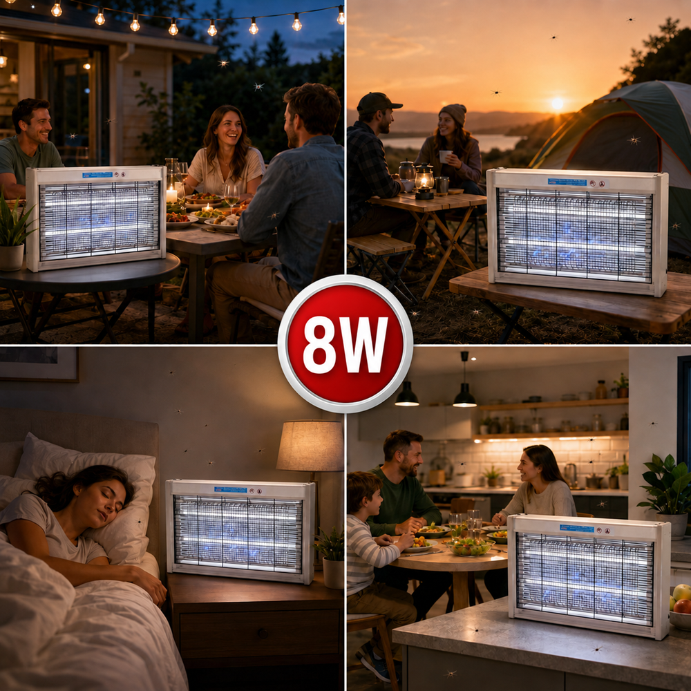 8W LED elektromos rovarcsapda lámpa – vegyszermentes beltéri szúnyog-, légy- és molyirtó (BBD) 4