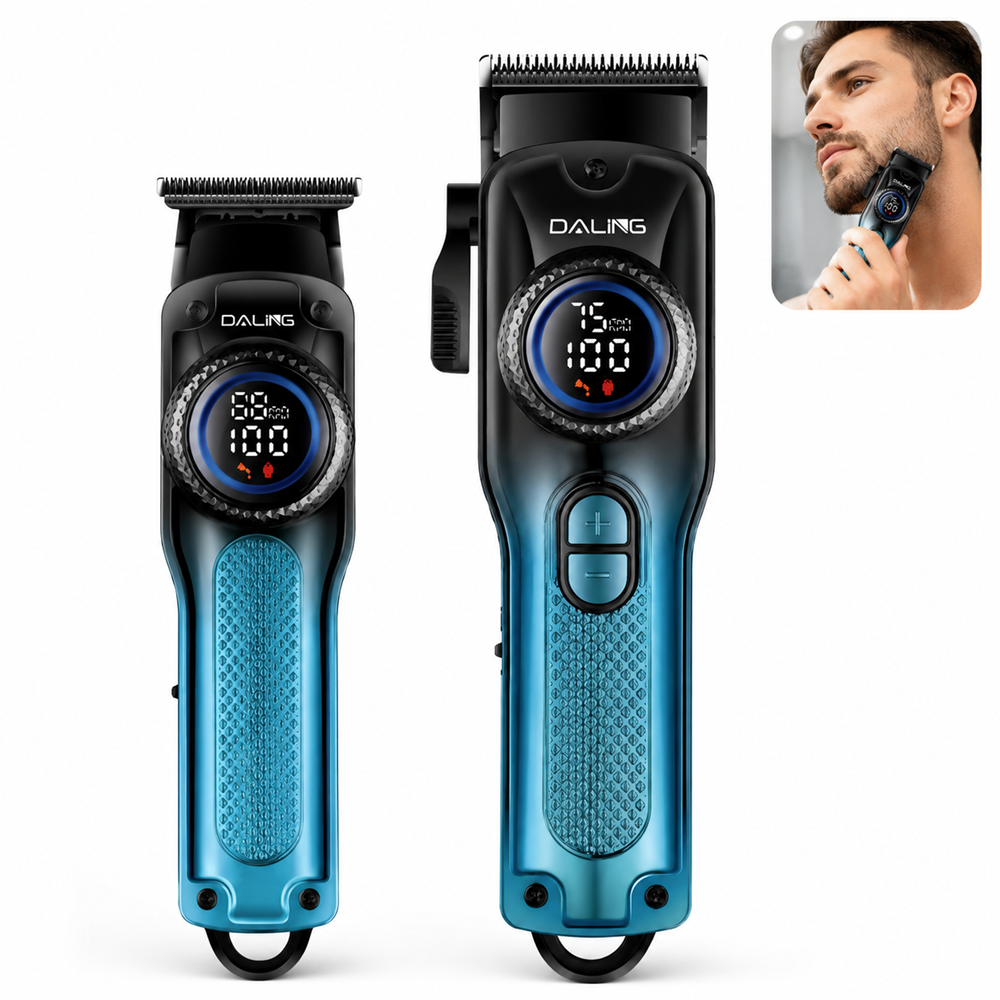 Daling DL-9305 férfi grooming szett digitális kijelzővel – többfunkciós hajvágó, szakállvágó és trimmer készlet (BBD) 1