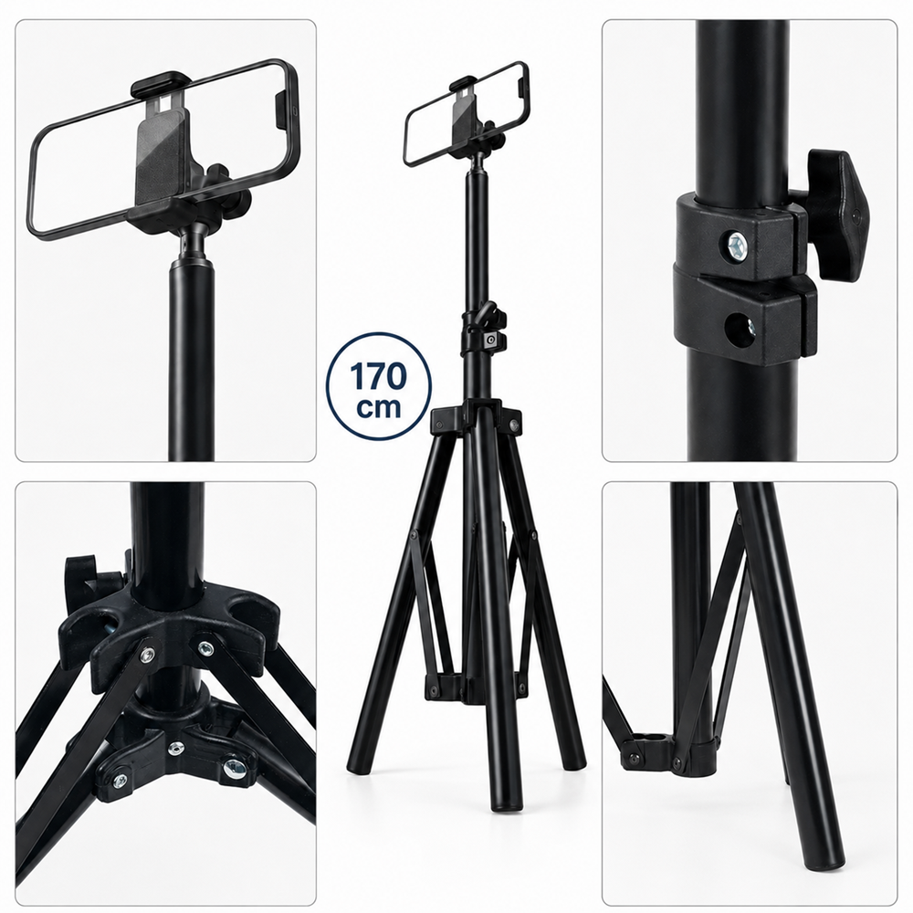 EZRA HL97-2 170 cm-es telefon tripod állvány – állítható mobiltelefon tartó fotózáshoz és videózáshoz (THM) 5