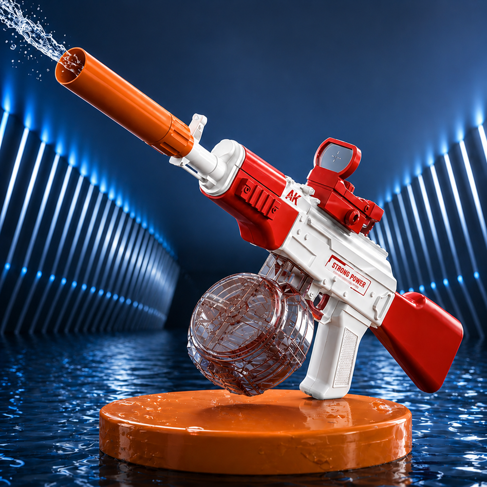 HydroStrike AK47 elektromos vízipisztoly – automata vízfegyver nagy tartállyal, piros (BBMJ) 5