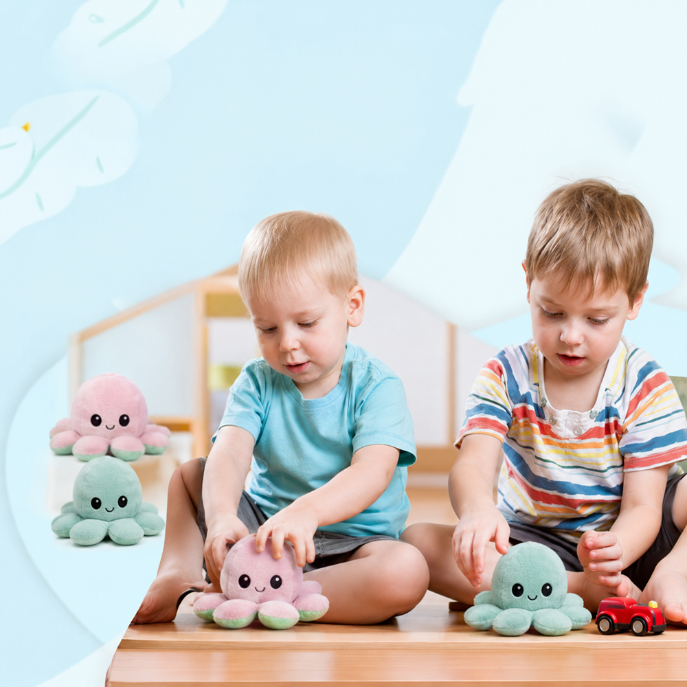 Kifordítható plüss polip gyerekeknek – aranyos kétoldalas puha játék 2