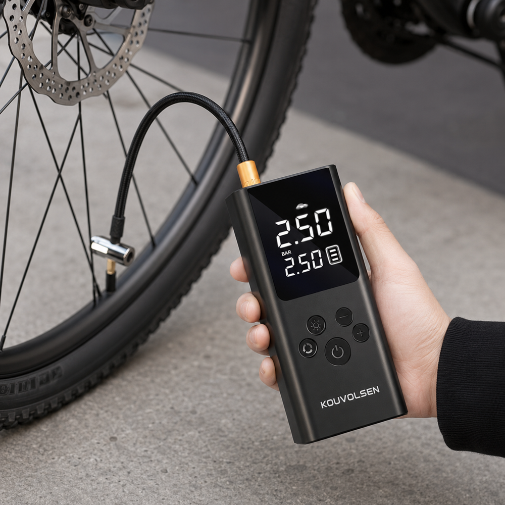 Kouvoolsen KOS-33004 hordozható digitális kompresszor és elektromos légpumpa – autóhoz, kerékpárhoz, motorhoz, labdához (BBD) 3