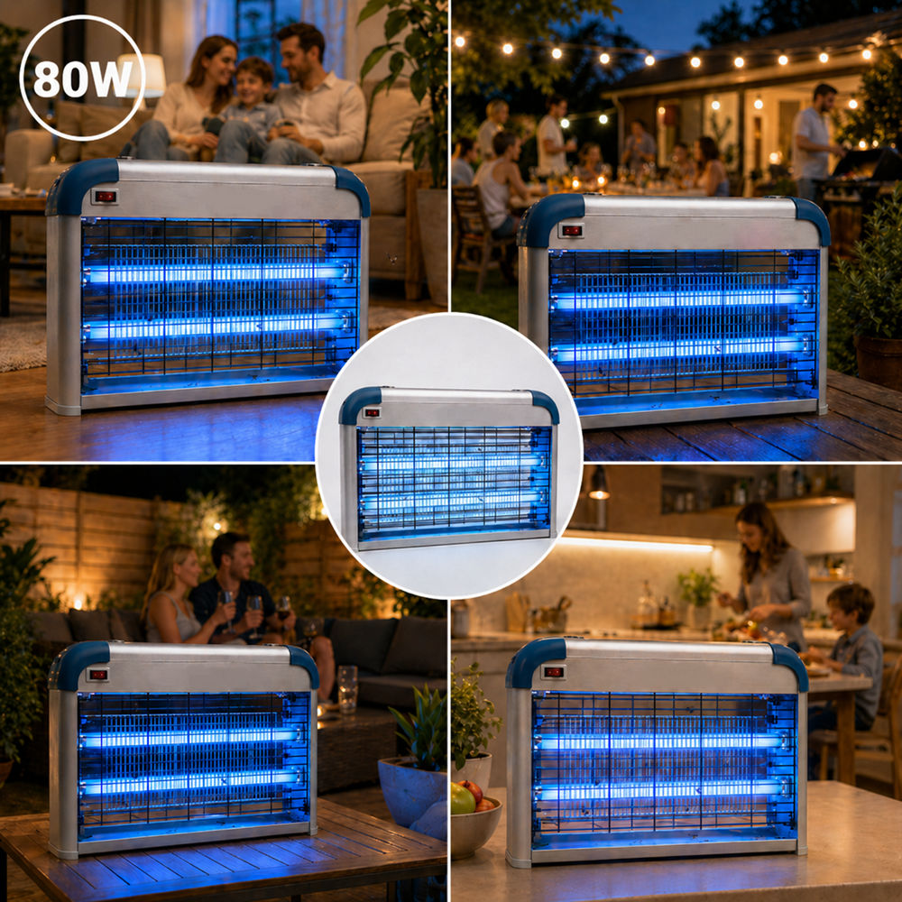 Nona 80W elektromos rovarirtó lámpa – UV fénycsöves szúnyog- és légycsapda beltérre (BBD) 4