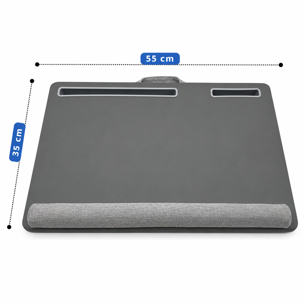 Párnázott laptoptartó tálca csuklótámasszal – hordozható laptop asztal ágyba, kanapéra és home office munkához (GB) 7
