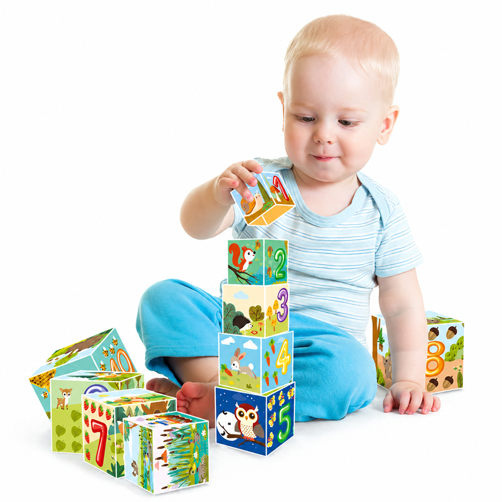 Dohi 10 Cubes Forest építőkocka készlet – 10 darabos fejlesztő toronyépítő játék gyerekeknek (BBMJ) 1