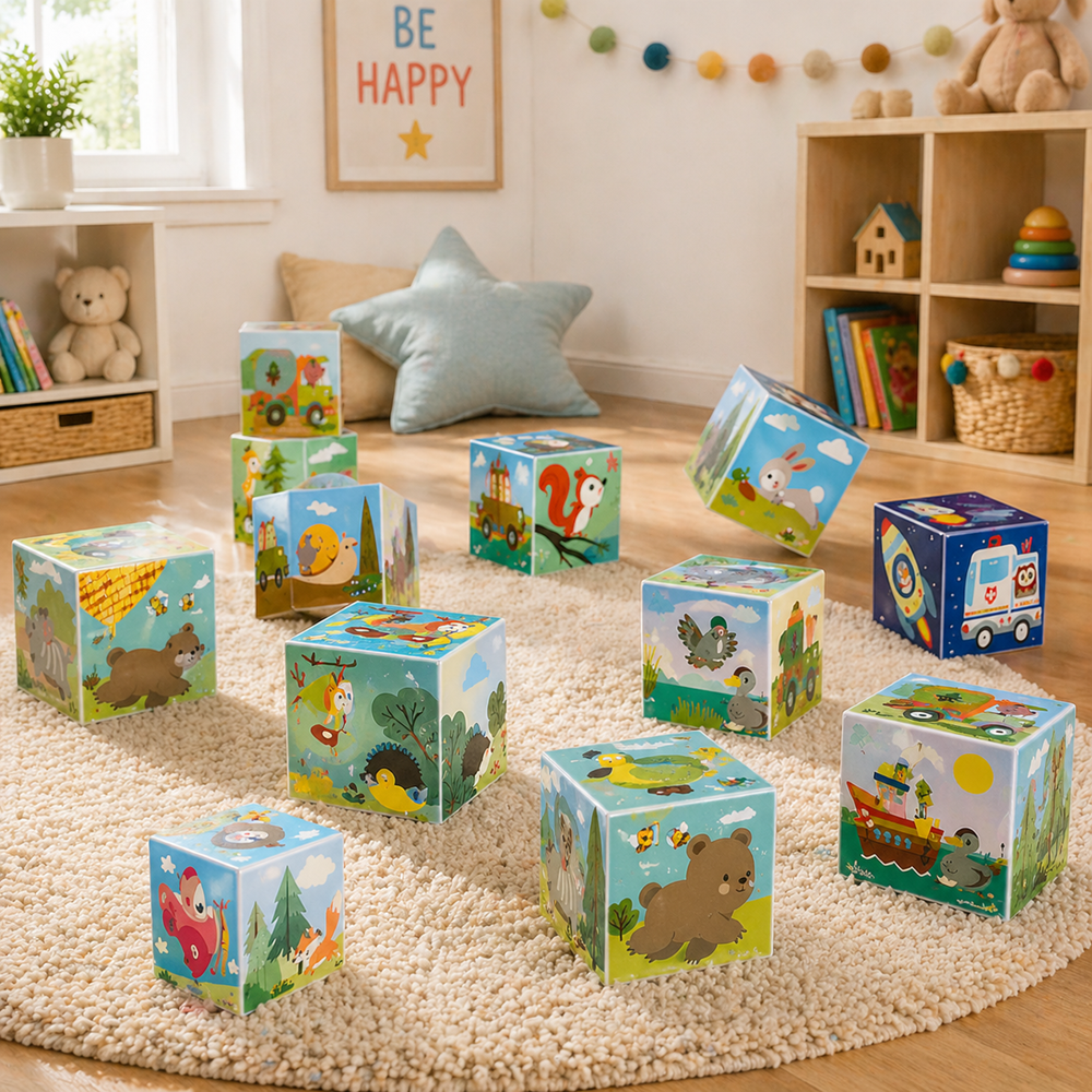 Dohi 10 Cubes Forest építőkocka készlet – 10 darabos fejlesztő toronyépítő játék gyerekeknek (BBMJ) 5