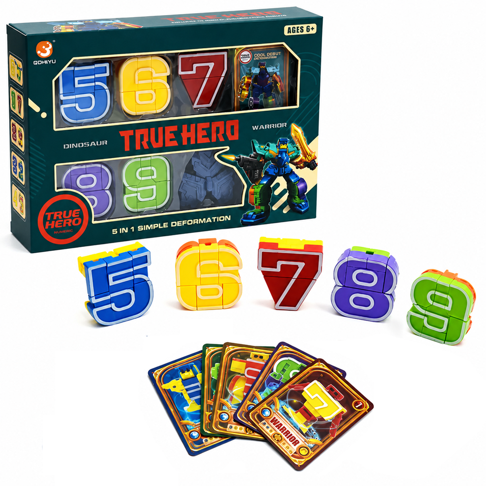 NumberBots átalakítható számrobot készlet – számokból összeépíthető transformer játék gyerekeknek 5-9 (BBJ)3