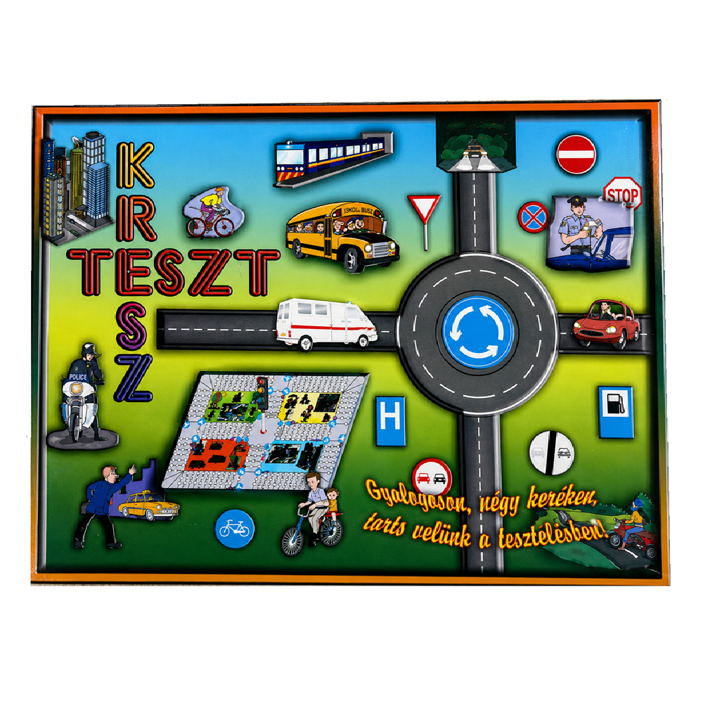 Retro Kresz teszt társasjáték – közlekedési oktató játék kicsiknek és nagyoknak (BBMJ)22