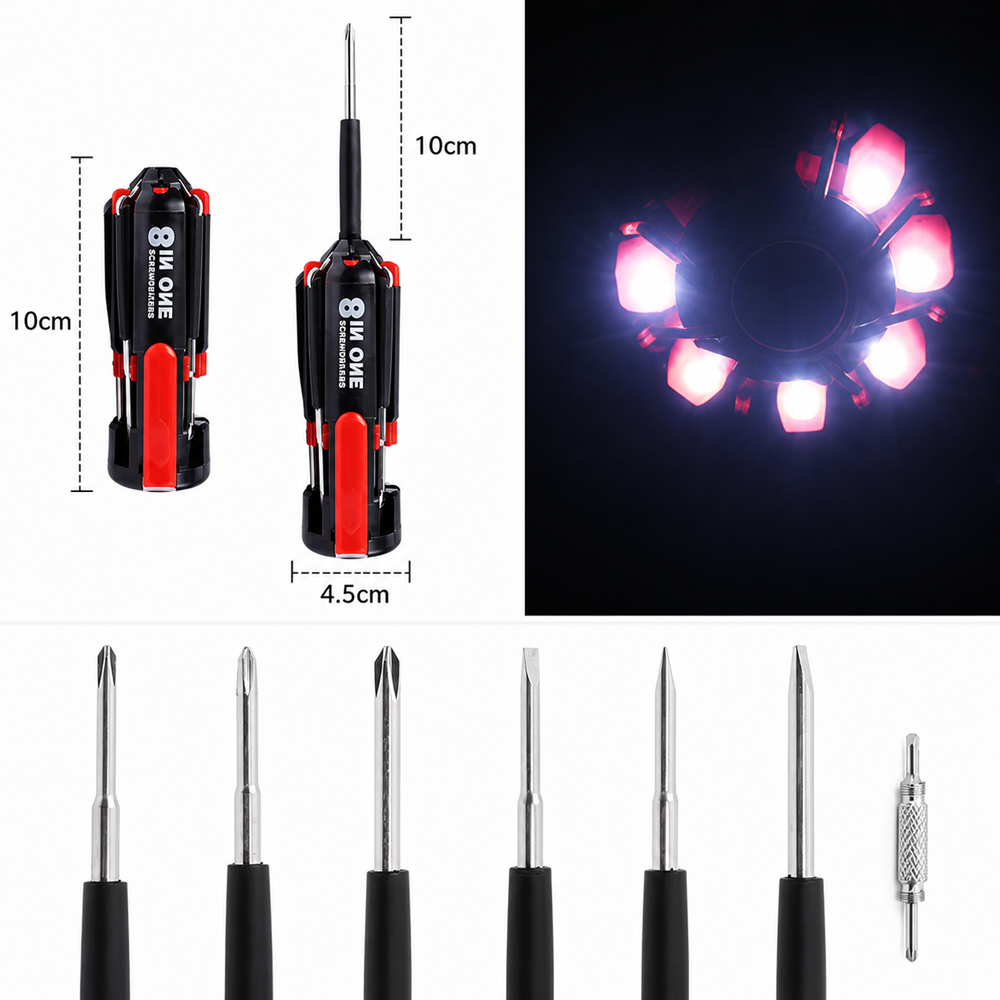 8IN1 multifunkciós LED-es csavarhúzó készlet (BBL) 6