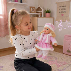 Magyarul éneklő hajas Kati baba óriás szempillával – 52 cm (BBJ) - Image 5